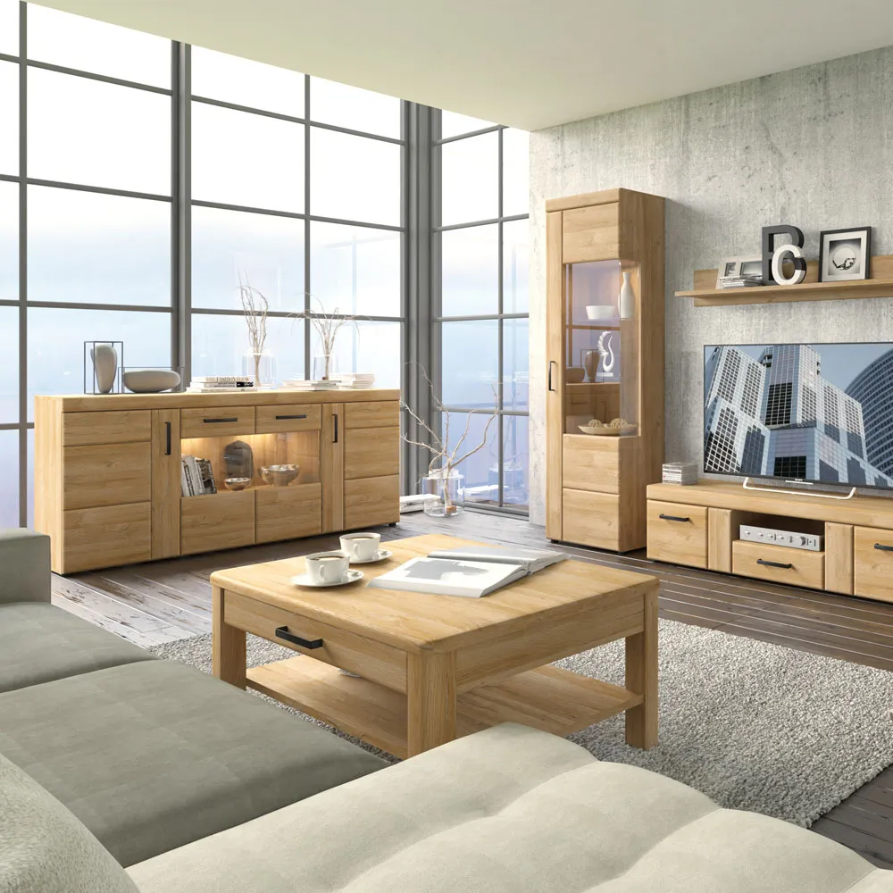 Florence Cortina 4 Door Wide Glazed Sideboard - Brown