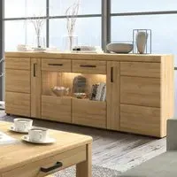 Florence Cortina 4 Door Wide Glazed Sideboard - Brown