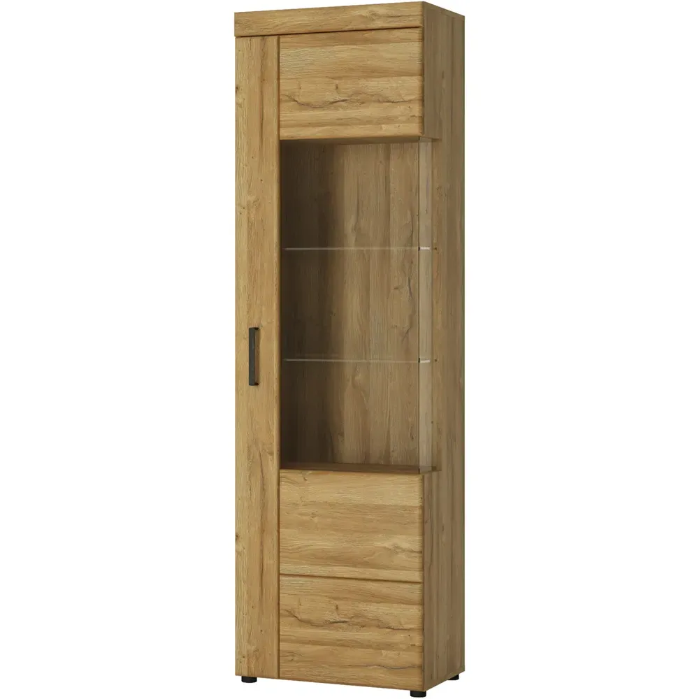 Florence Cortina Left Hand Tall Display Cabinet - Brown