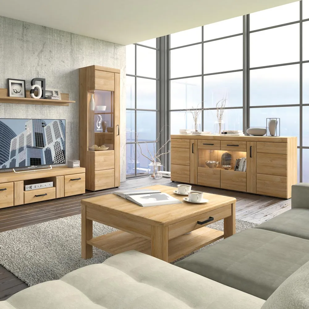 Florence Cortina Left Hand Tall Display Cabinet - Brown