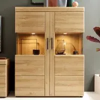 Florence Cortina Low Wide Display Cabinet - Brown, MDF