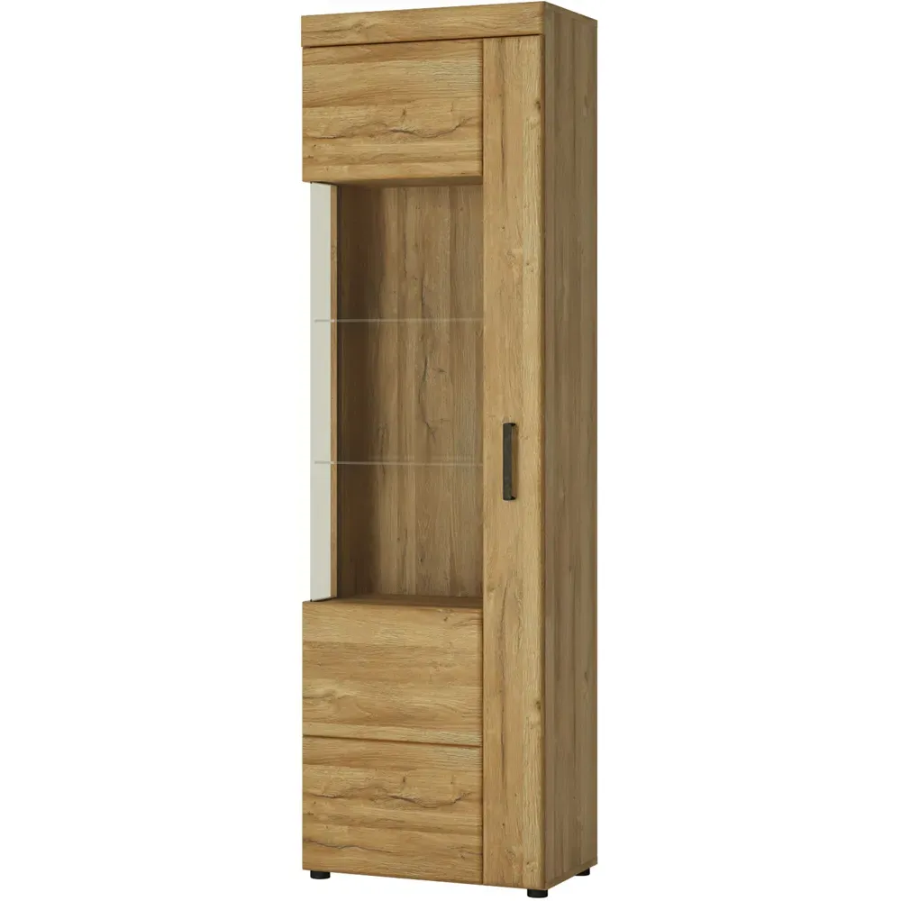 Florence Cortina Right Hand Tall Display Cabinet - Brown