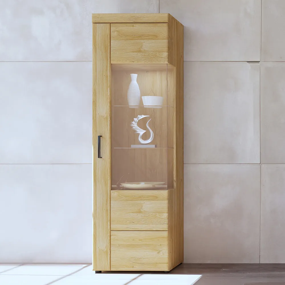 Florence Cortina Right Hand Tall Display Cabinet - Brown