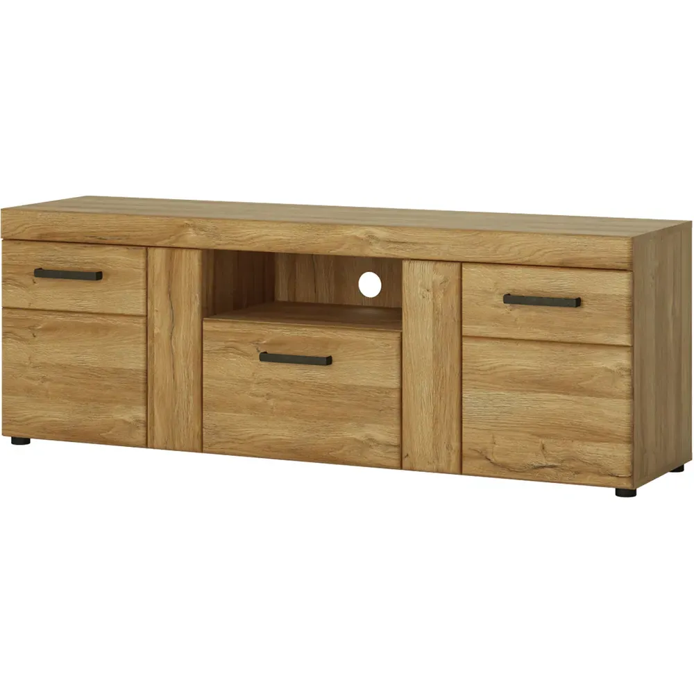 Florence Cortina Tall TV Unit with Drawer - Brown, MDF