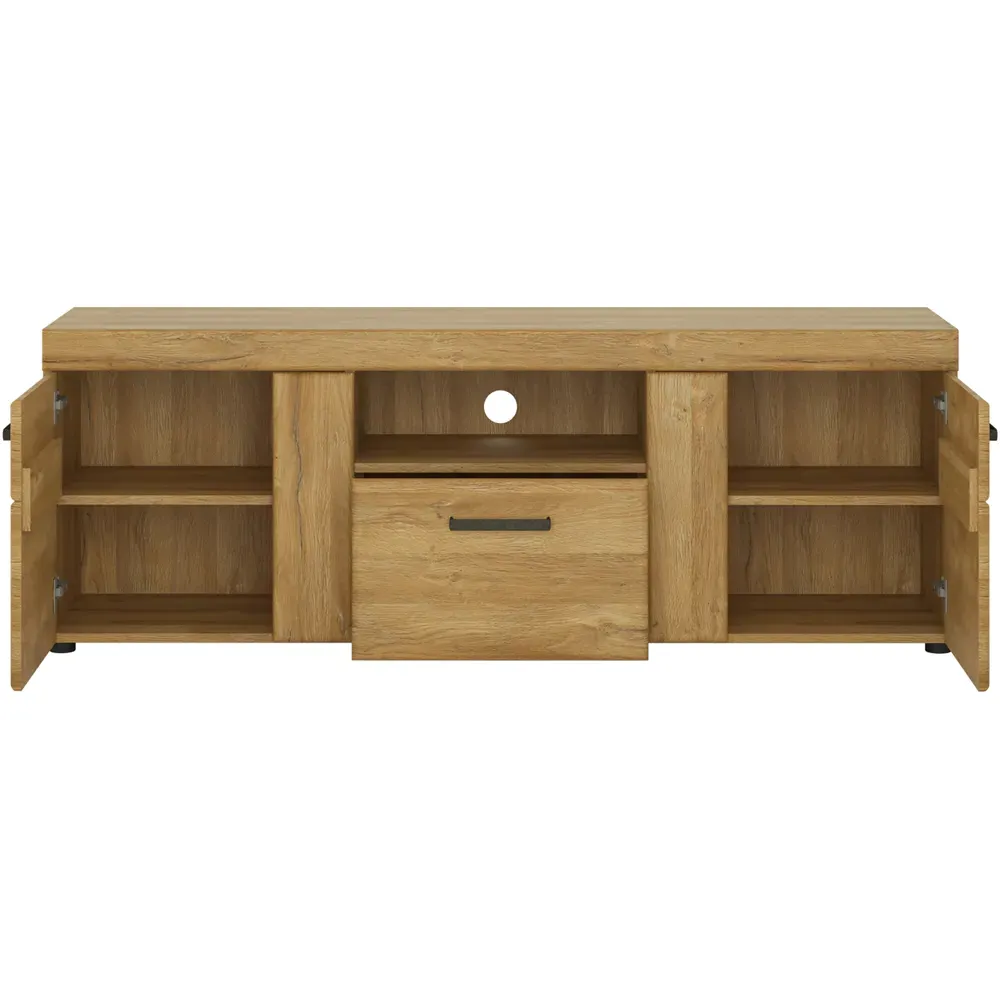 Florence Cortina Tall TV Unit with Drawer - Brown, MDF