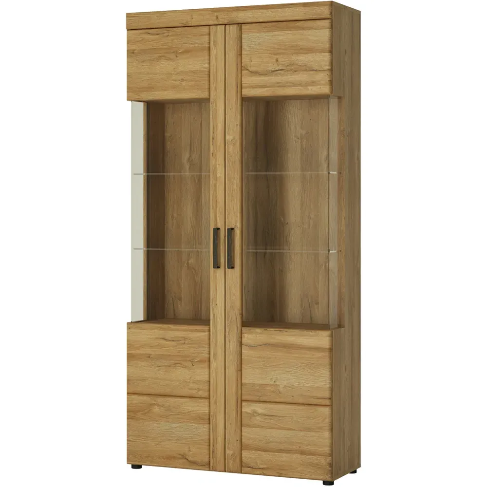 Florence Cortina Tall Wide Display Cabinet - Brown, MDF
