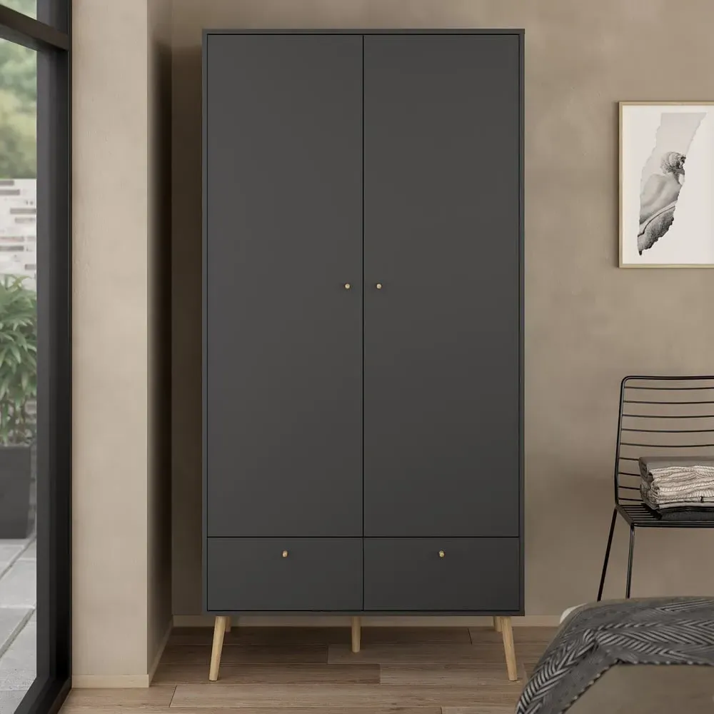Florence Cumbria 2 Door 2 Drawer Wardrobe - Grey