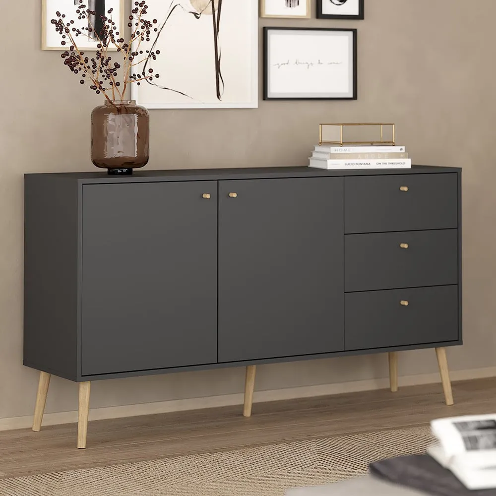 Florence Cumbria 2 Door 3 Drawer Sideboard - Dark Grey image