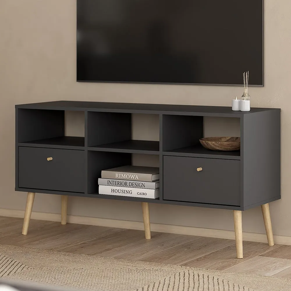 Florence Cumbria 2 Drawer TV Unit - Dark Grey image