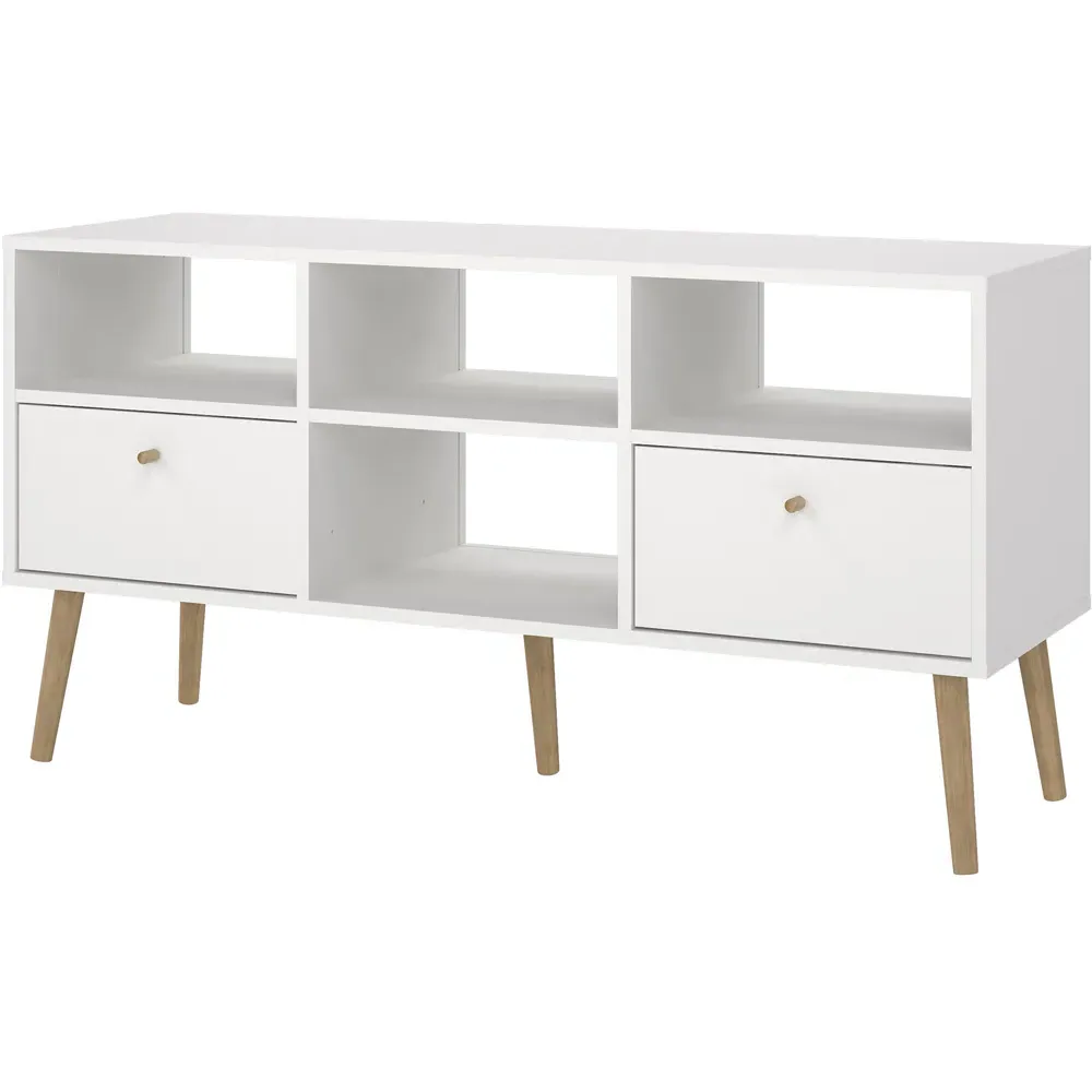 Florence Cumbria 2 Drawer TV Unit with Shelves - White
