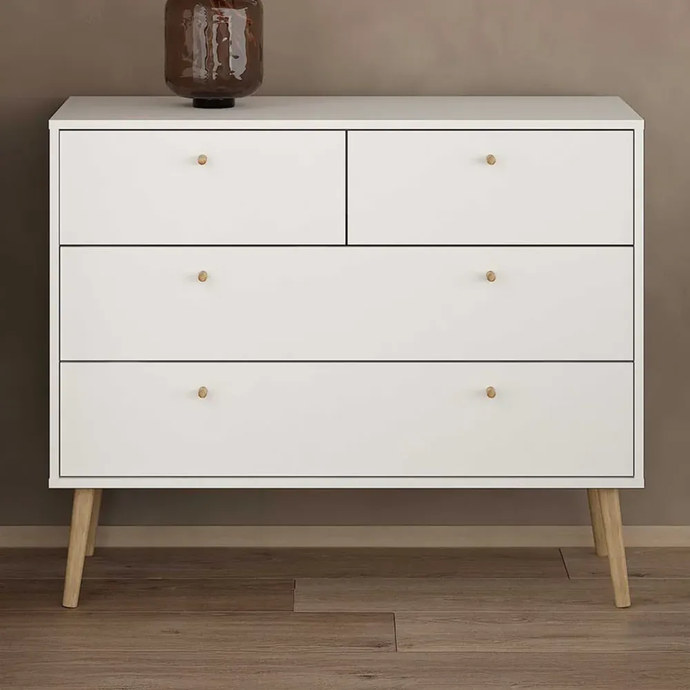 Florence Cumbria 4 Drawer Chest of Drawers - White