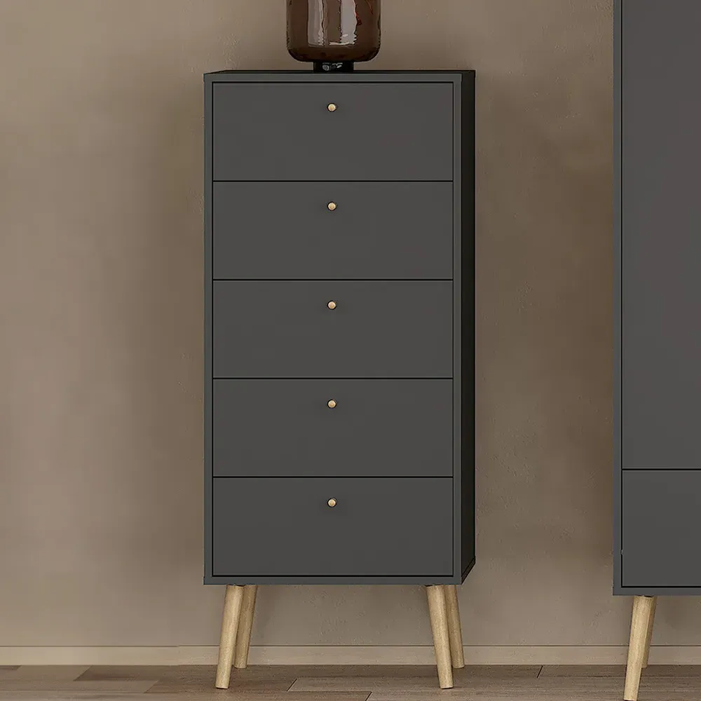 Florence Cumbria 5 Drawer Chest of Drawers - Grey