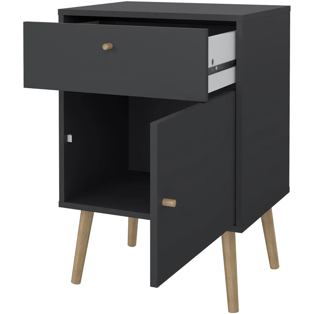 Florence Cumbria Single Door Single Drawer Bedside Table - Grey