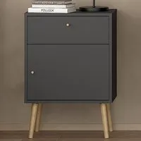 Florence Cumbria Single Door Single Drawer Bedside Table - Grey
