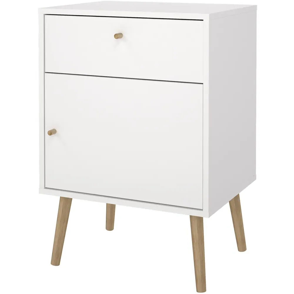 Florence Cumbria Single Door Single Drawer Nightstand - White