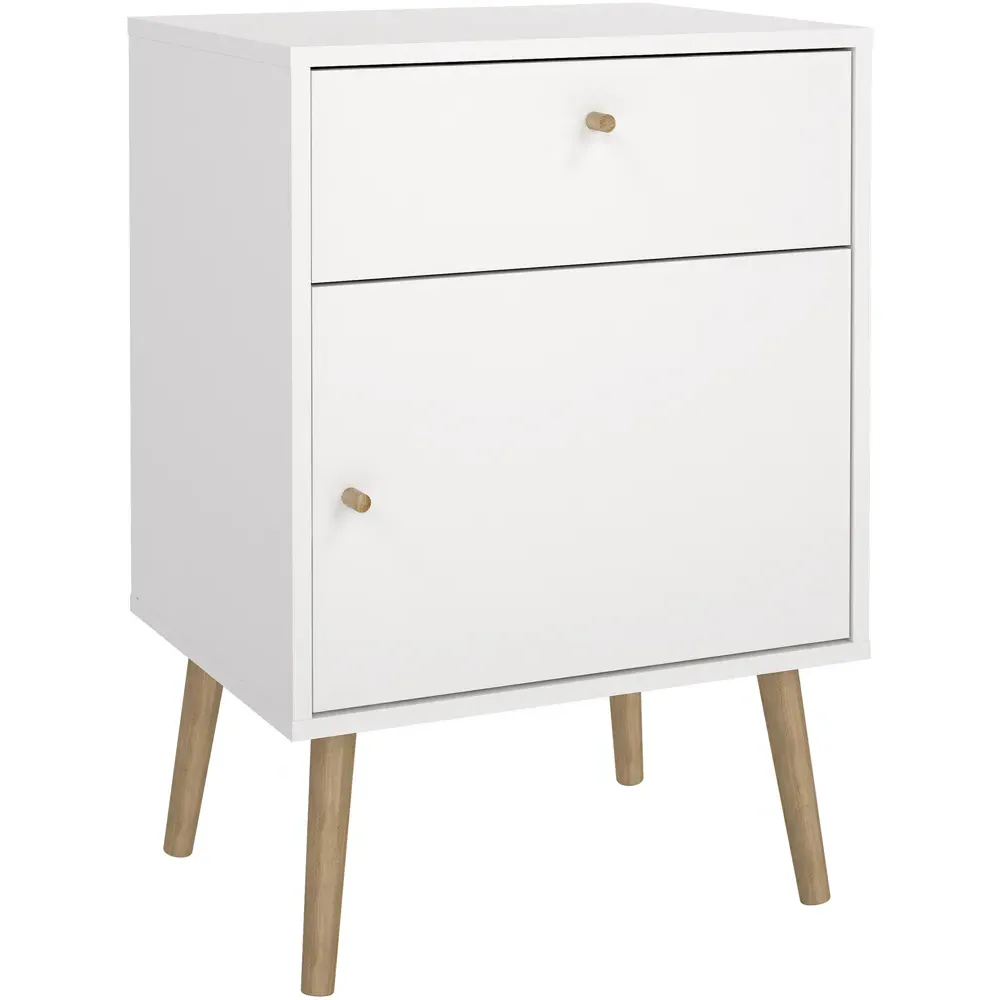 Florence Cumbria Single Door Single Drawer Nightstand - White