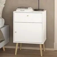 Florence Cumbria Single Door Single Drawer Nightstand - White