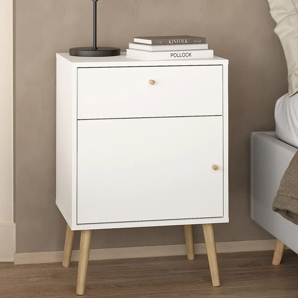 Florence Cumbria Single Door Single Drawer Nightstand - White