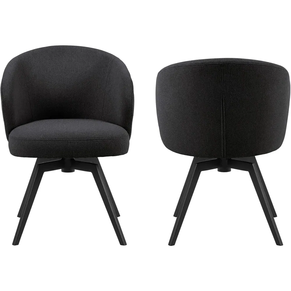 Florence Darlene Swivel Dining Chair with Armrest - Black