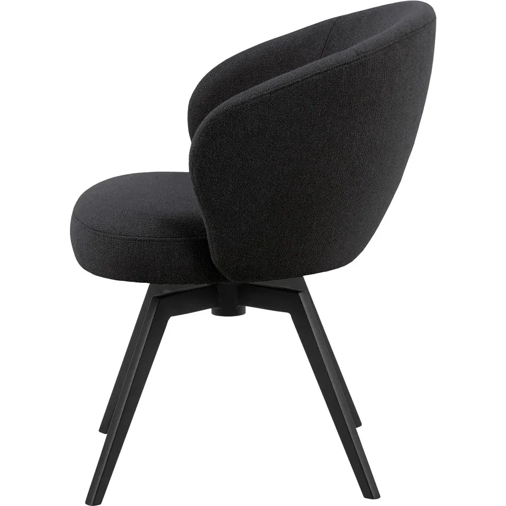 Florence Darlene Swivel Dining Chair with Armrest - Black