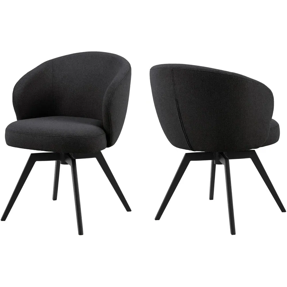 Florence Darlene Swivel Dining Chair with Armrest - Black