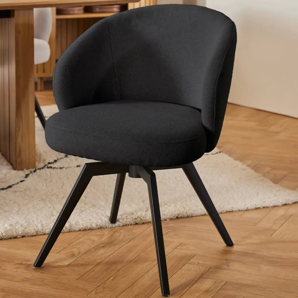 Florence Darlene Swivel Dining Chair with Armrest - Black image