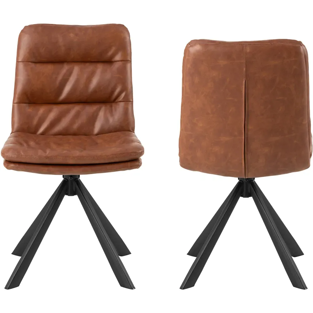 Florence Dean Set of 2 Swivel Dining Chair - Brown, PU