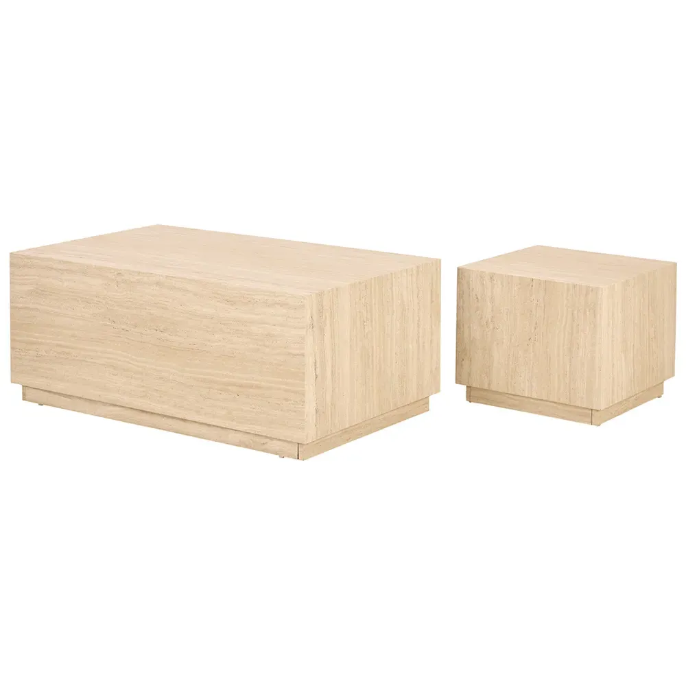 Florence Dice Coffee Table Set of 2 - Cream, Travertine