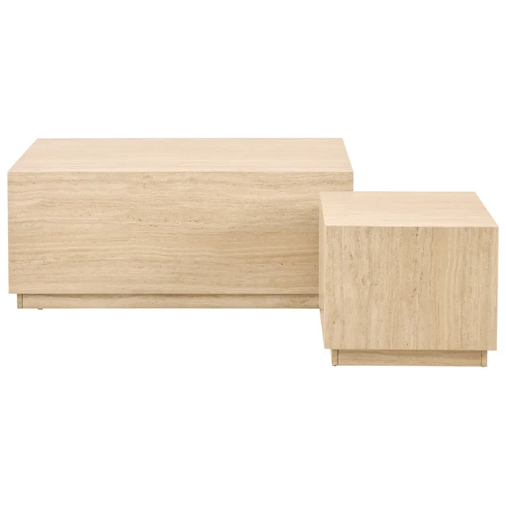 Florence Dice Coffee Table Set of 2 - Cream, Travertine