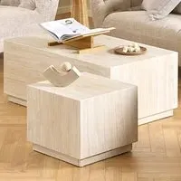 Florence Dice Coffee Table Set of 2 - Cream, Travertine