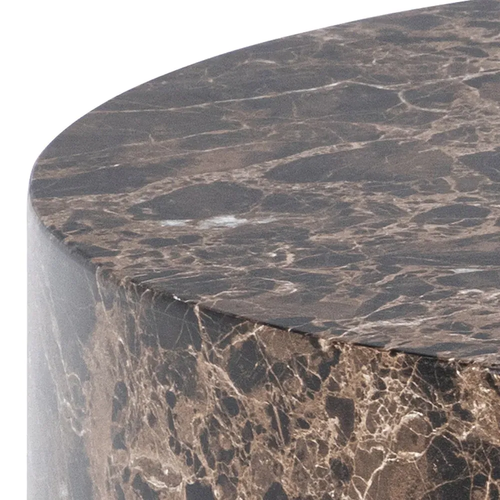 Florence Dice Round Coffee Table Set of 2 - Brown, Marble