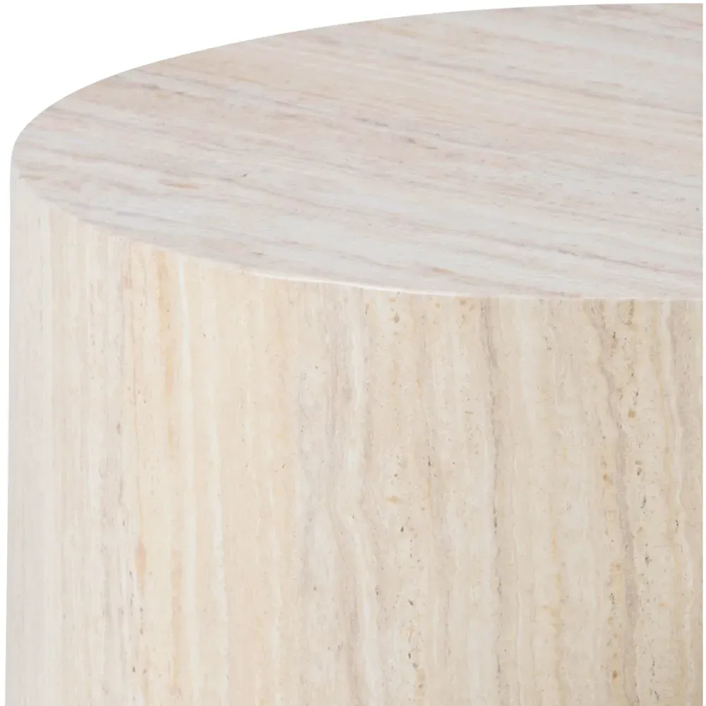 Florence Dice Round Coffee Table Set of 2 - Brown, Travertine