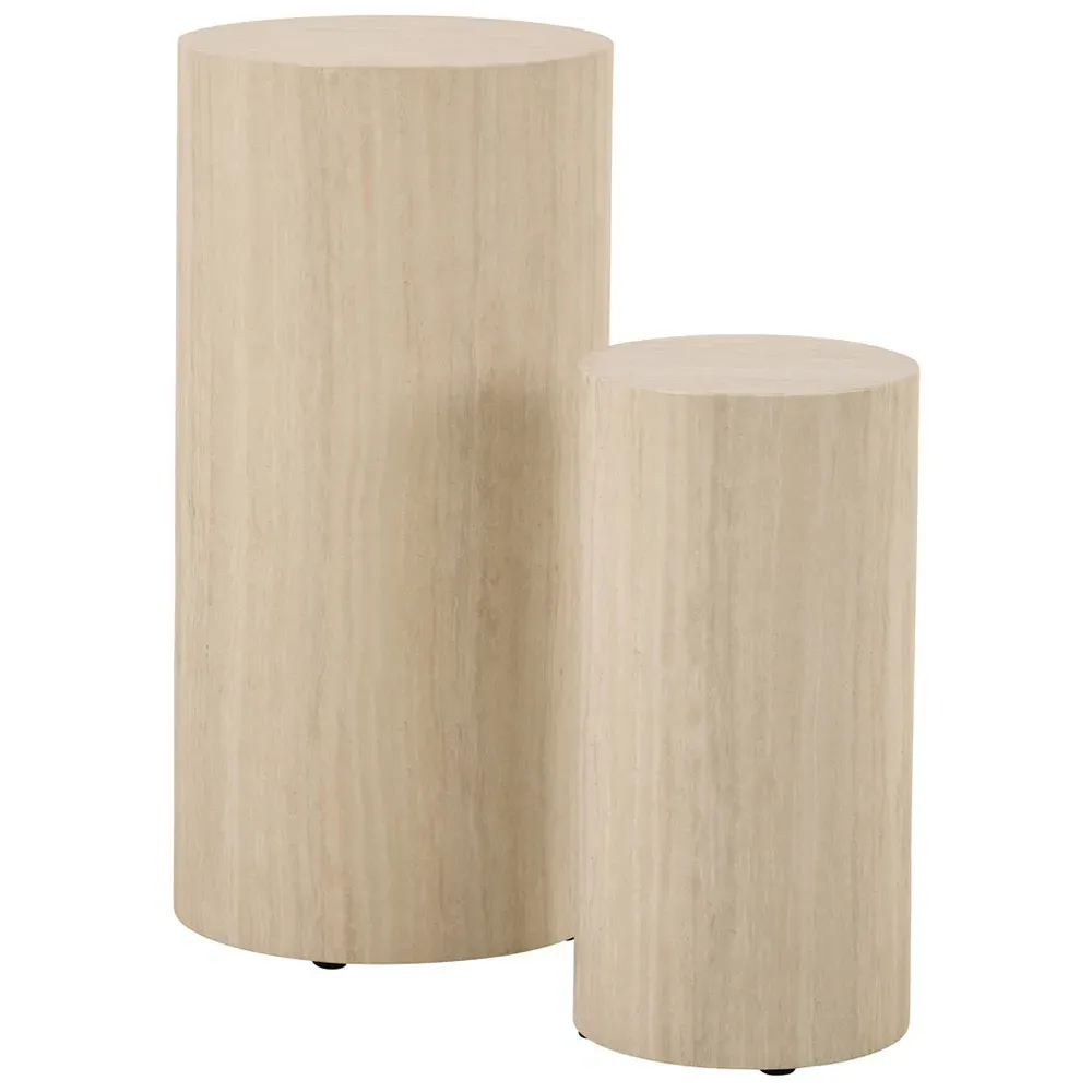 Florence Dice Round Pedestal Set of 2 - Cream, Travertine