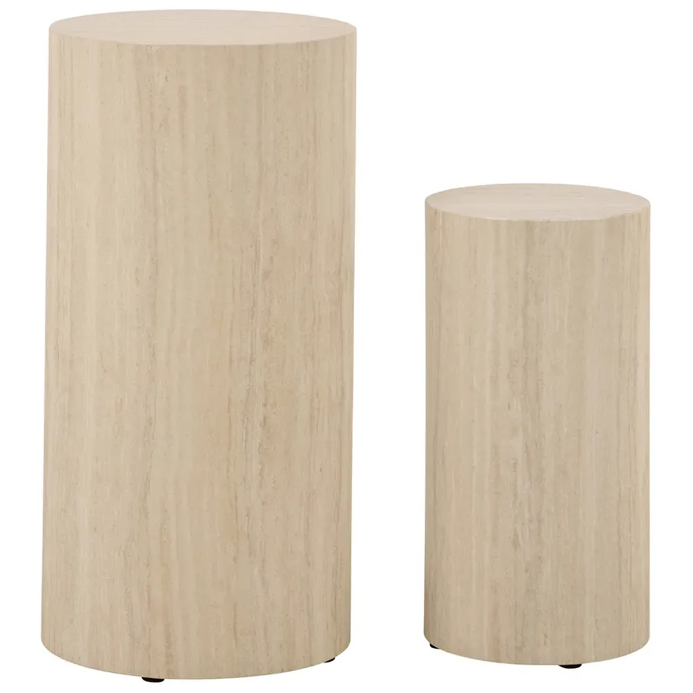 Florence Dice Round Pedestal Set of 2 - Cream, Travertine