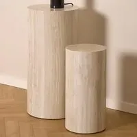 Florence Dice Round Pedestal Set of 2 - Cream, Travertine