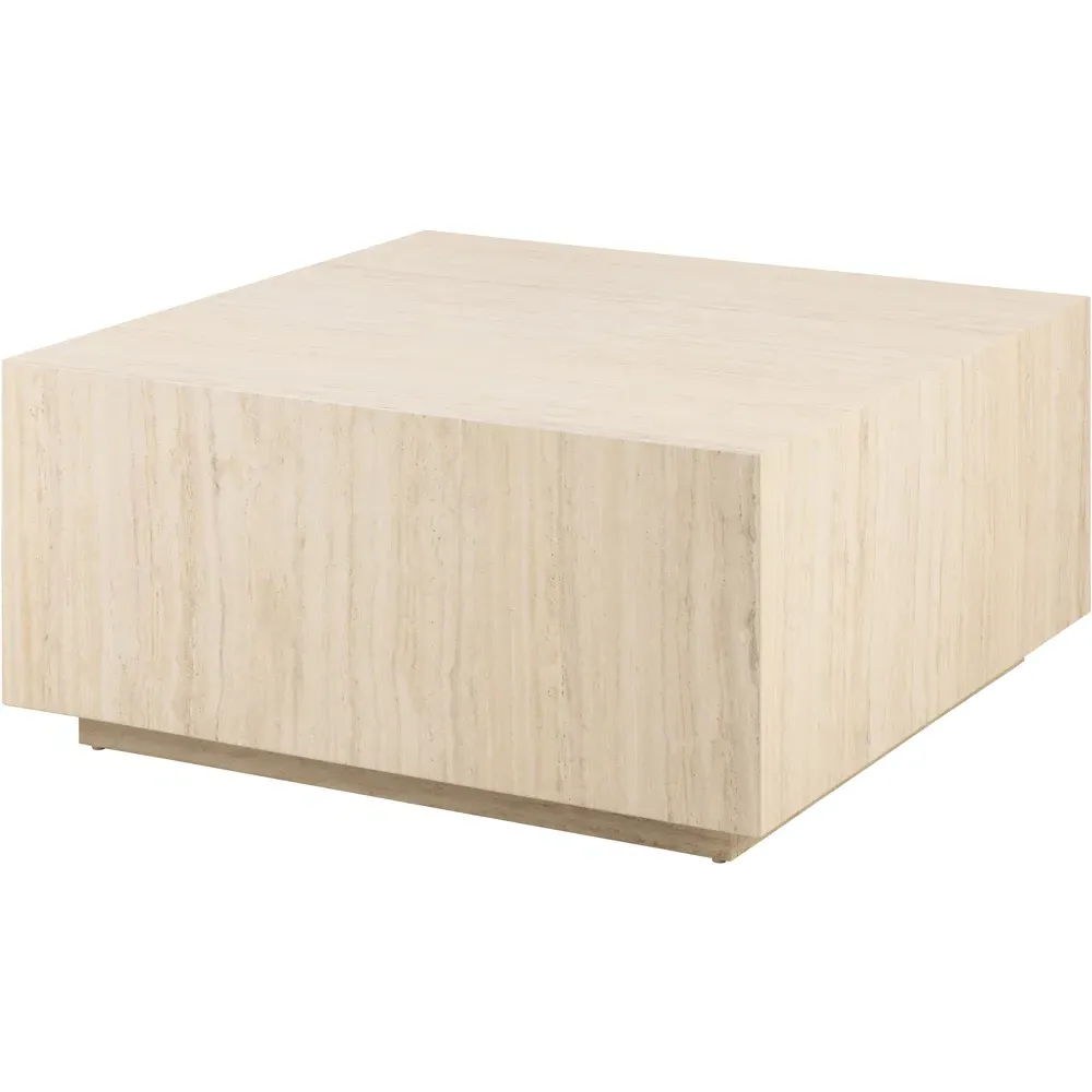 Florence Dice Square Coffee Table - Cream, Travertine