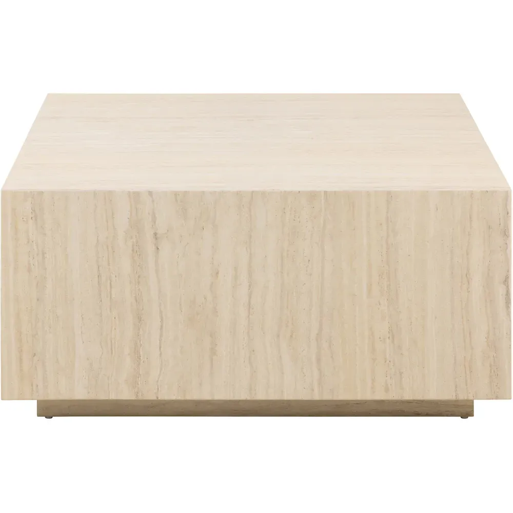 Florence Dice Square Coffee Table - Cream, Travertine