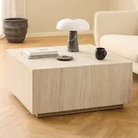 Florence Dice Square Coffee Table - Cream, Travertine