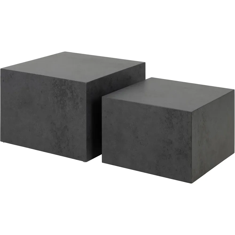 Florence Dice Square Coffee Table Set of 2 - Black