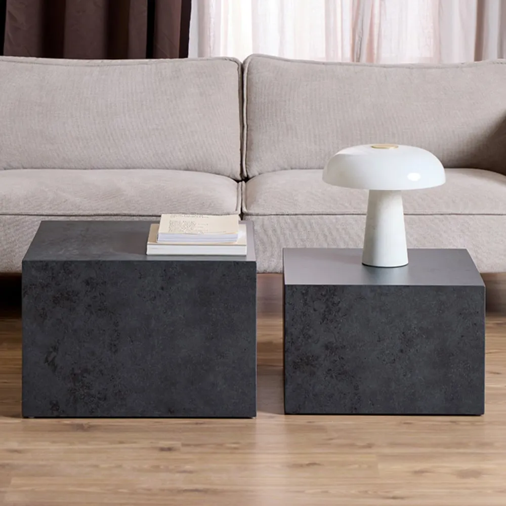 Florence Dice Square Coffee Table Set of 2 - Black image