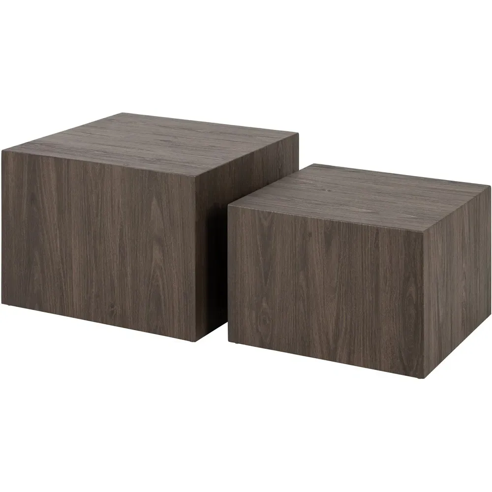 Florence Dice Square Coffee Table Set of 2 - Brown