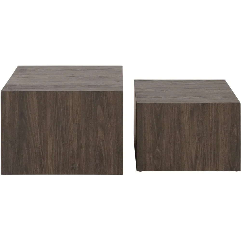 Florence Dice Square Coffee Table Set of 2 - Brown
