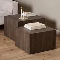 Florence Dice Square Coffee Table Set of 2 - Brown
