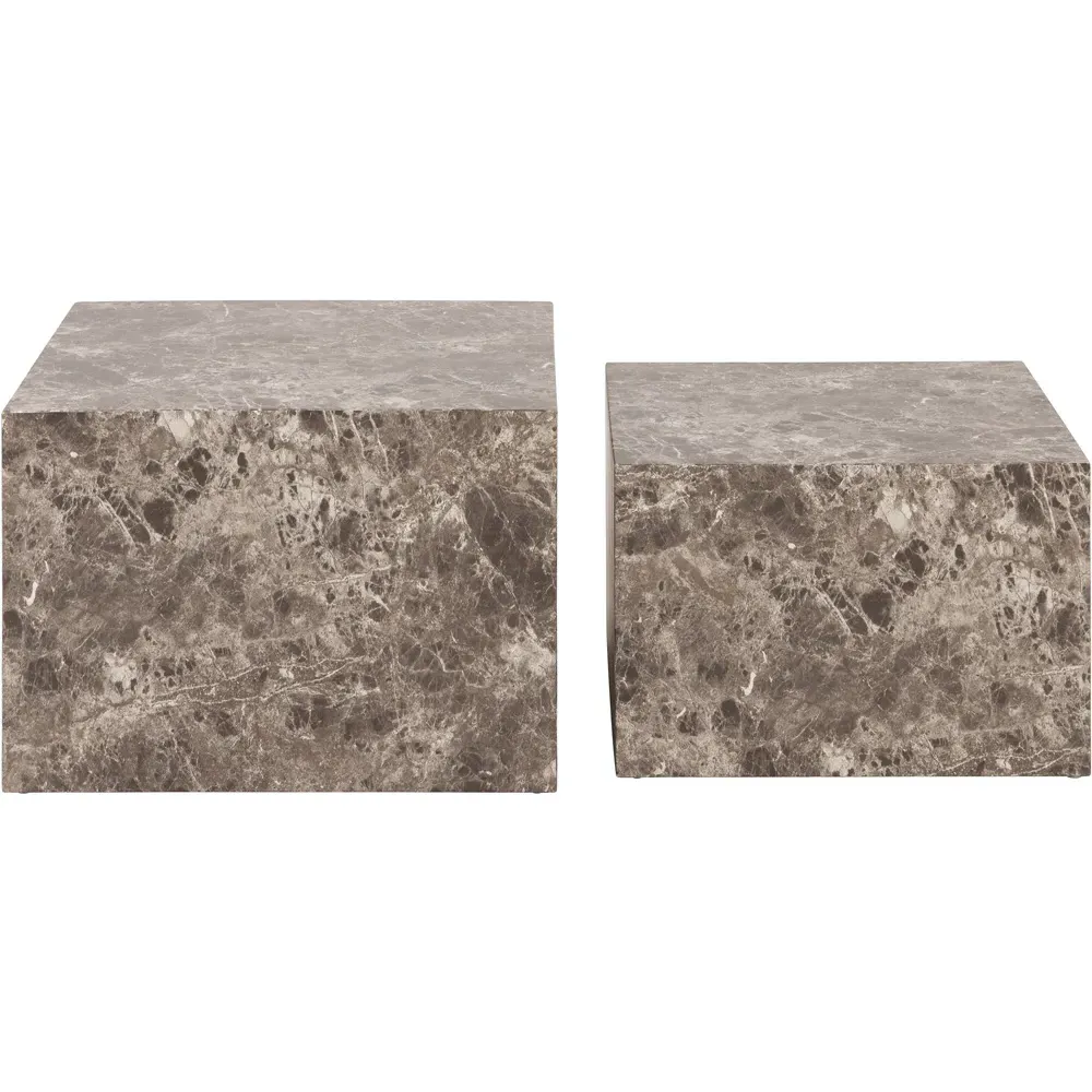 Florence Dice Square Coffee Table Set of 2 - Brown