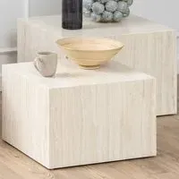 Florence Dice Square Coffee Table Set of 2 - Brown, Travertine