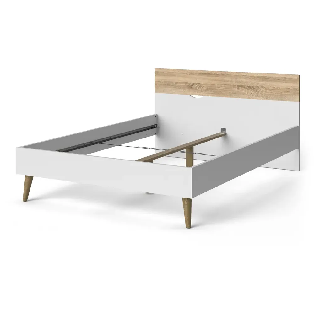 Florence Double Bed Frame - White, Oak