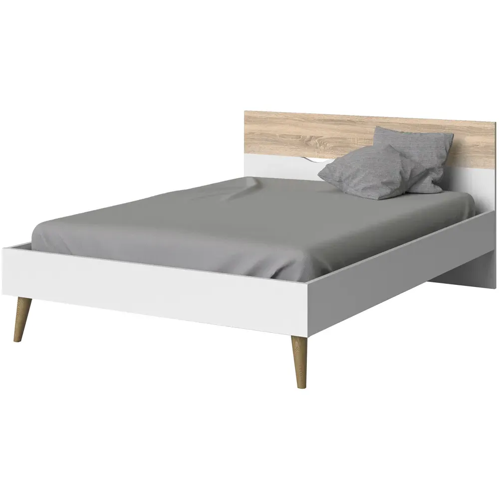 Florence Double Bed Frame - White, Oak