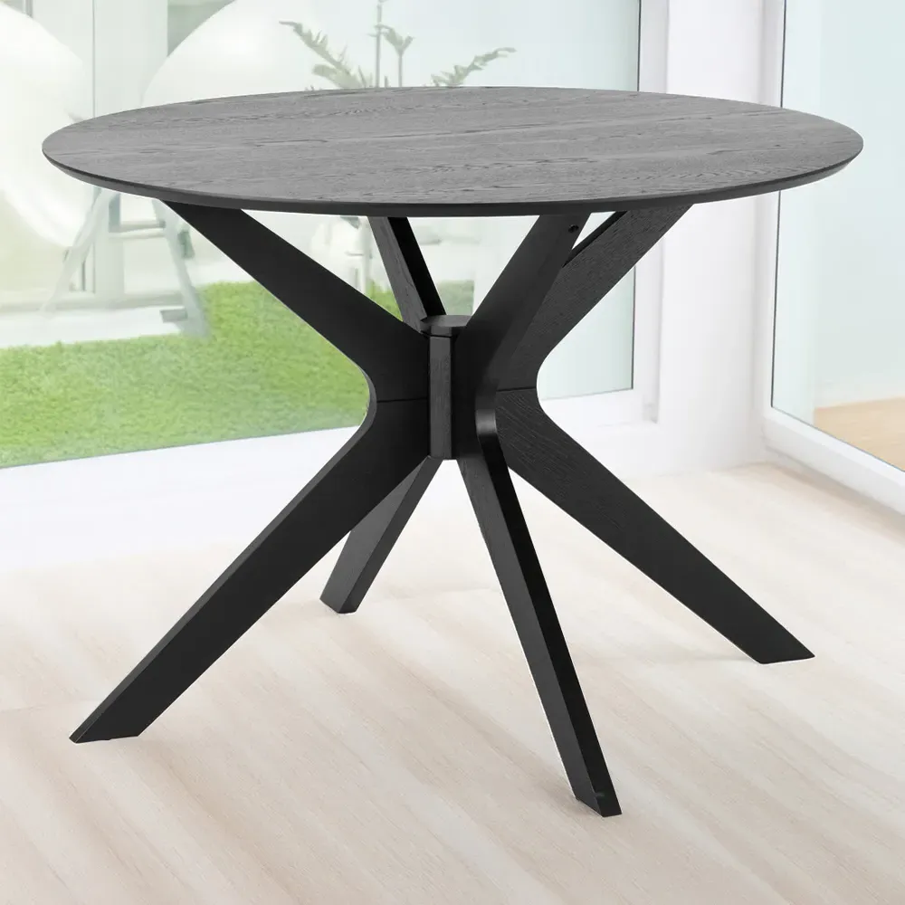 Florence Duncan 4-Seater Round Dining Table - Black, Oak