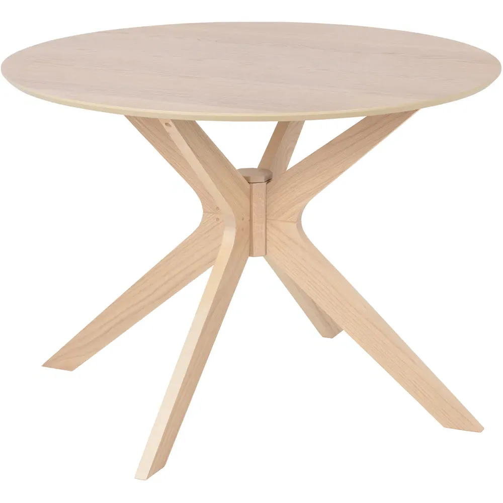 Florence Duncan Round 4 Seater Dining Table - White, Oak
