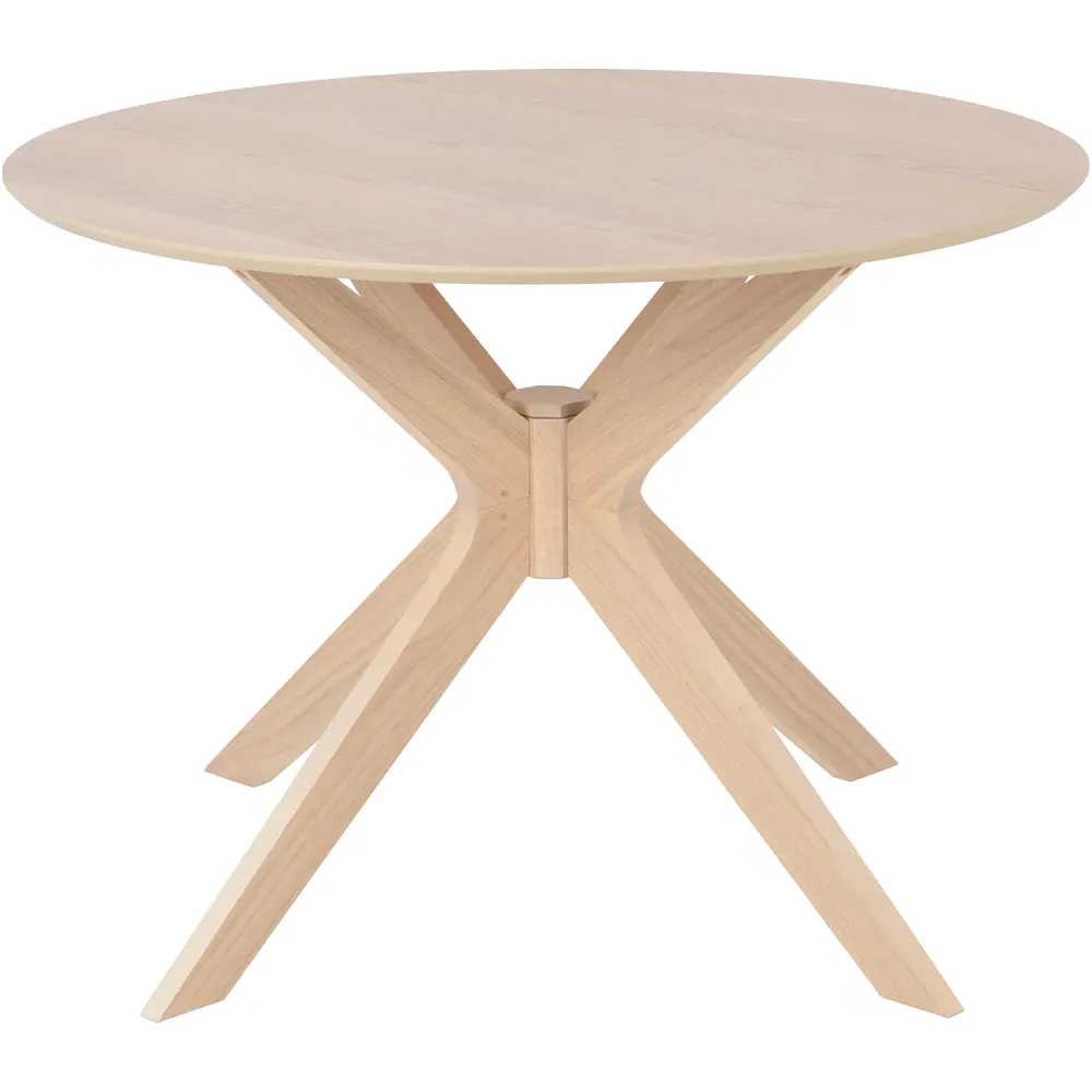 Florence Duncan Round 4 Seater Dining Table - White, Oak